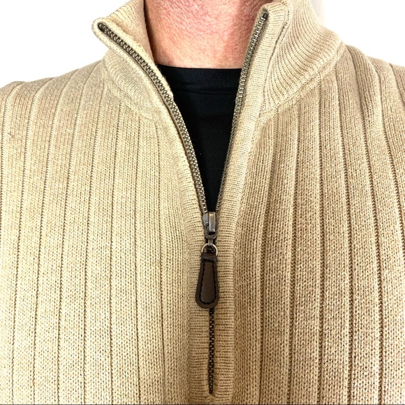 GH Bass Earth 100% Cotton, Half Zipper Front, Ribbed, Sweater. - Picture 9 of 14